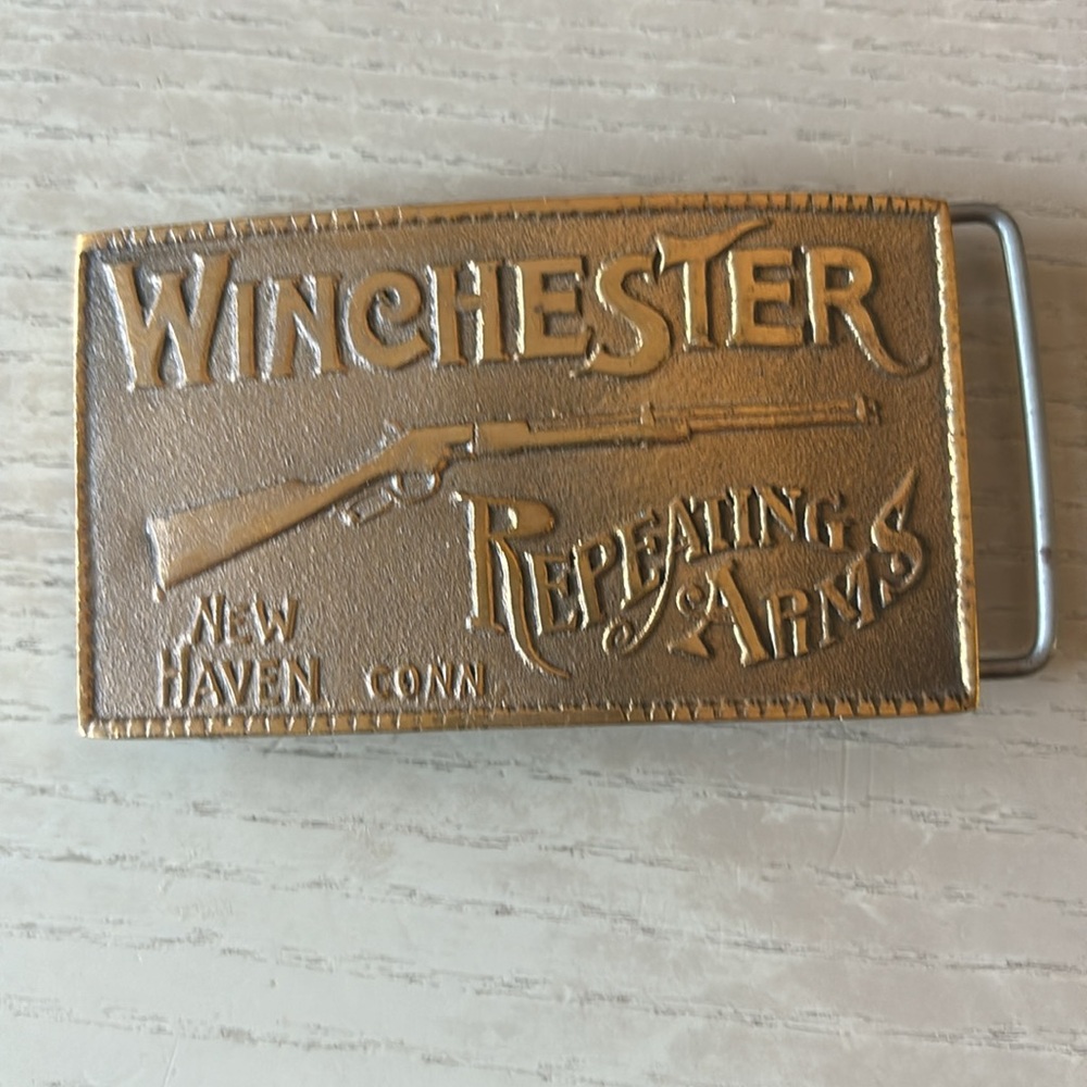 Winchester Vintage Repeating Arms Belt Buckle Brass